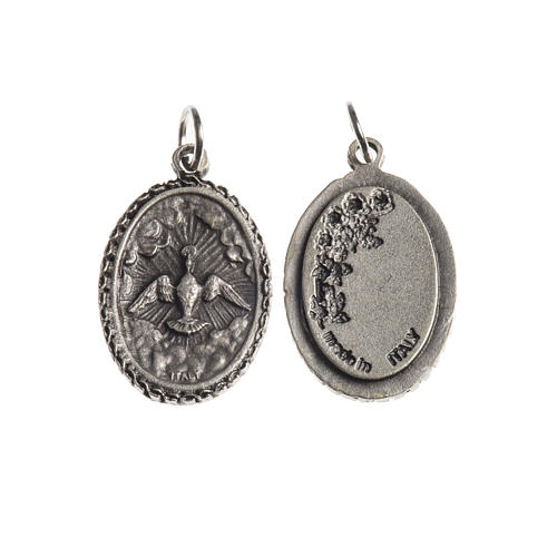 Medaille Heiliger Geist oval dekorierter Rand galvanisch antikes Silber 1