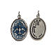 Medalha Espírito Santo oval borda decorada zamak prata antiga esmalte azul s1