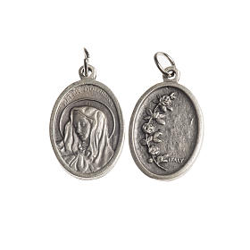 Mater Dolorosa medal, oval decorated edges galvanic antique silv