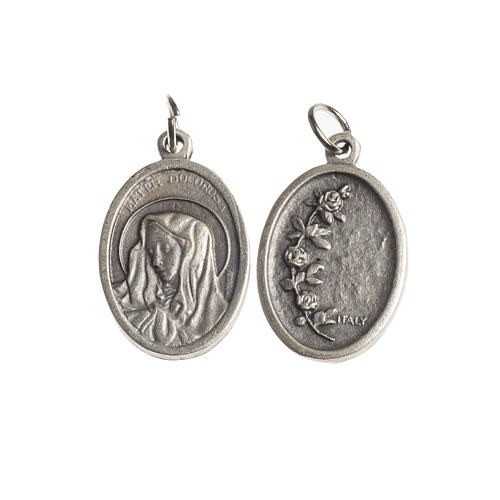 Mater Dolorosa medal, oval decorated edges galvanic antique silv 1