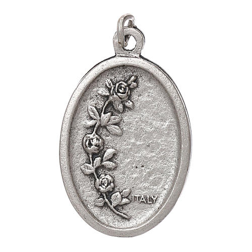 Our Lady of Fatima medal, oval, antique silver light blue enamel 2