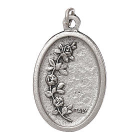 Our Lady of Fatima medal, oval, antique silver light blue enamel