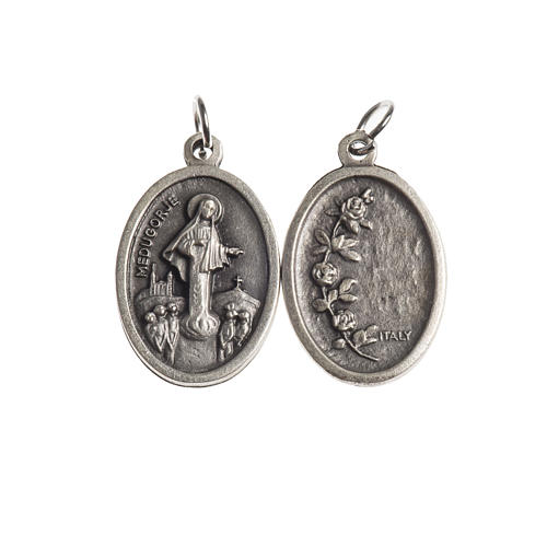 Our Lady of Medjugorje medal, oval, antique silver 1