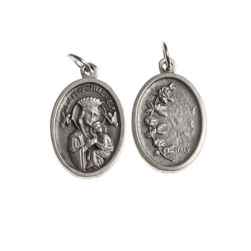 Our Lady Help of Christians medal, oval, antique silver 1