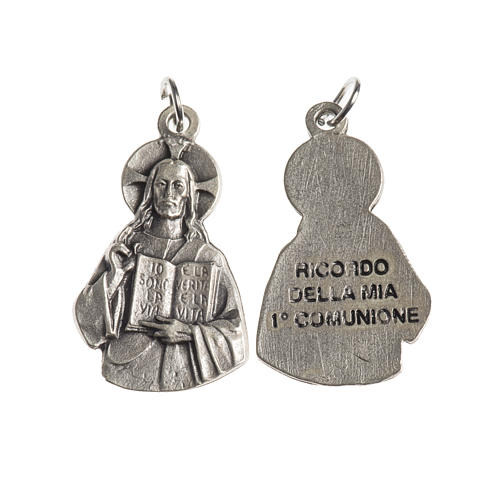 Medal with Jesus, First Communion, galvanic silver 27mm 1