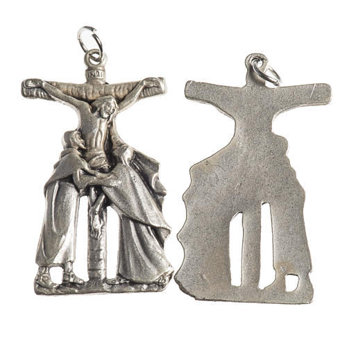 Medaille Kruzifixus galvanisch antikes Silber 38 mm 1