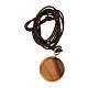 Olive wood pendant, round with Miraculous Madonna s2