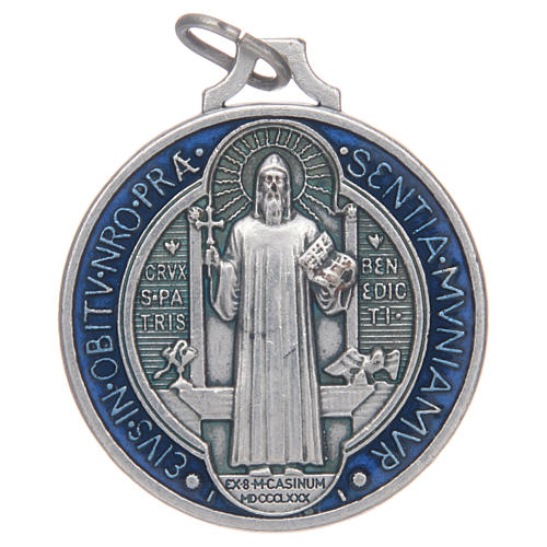 Saint Benedict medal in silver plated zamak and enamel 1