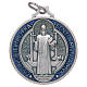 Saint Benedict medal in silver plated zamak and enamel s1