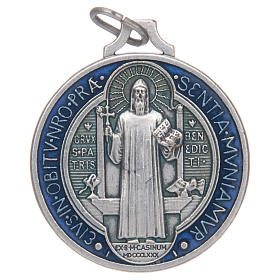 Medalla San Benito zamak plateado esmalte varias medidas
