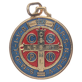 Medalla San Benito zamak dorado esmalte azul varias medidas
