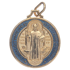 Saint Benedict medal in gold plated zamak and enamel