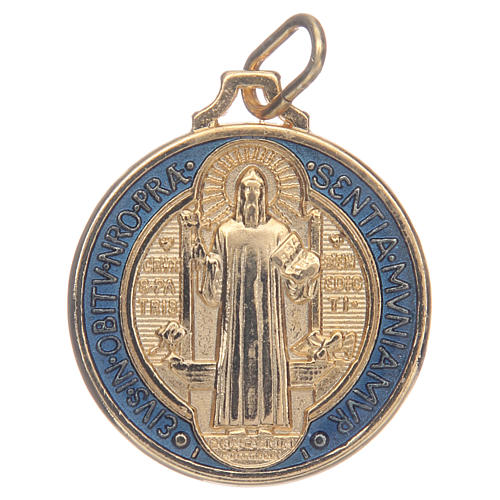 Saint Benedict medal in gold plated zamak and enamel 1