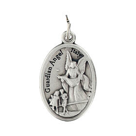 Medaglia Angelo Custode e Sacra Famiglia metallo ovale 20mm