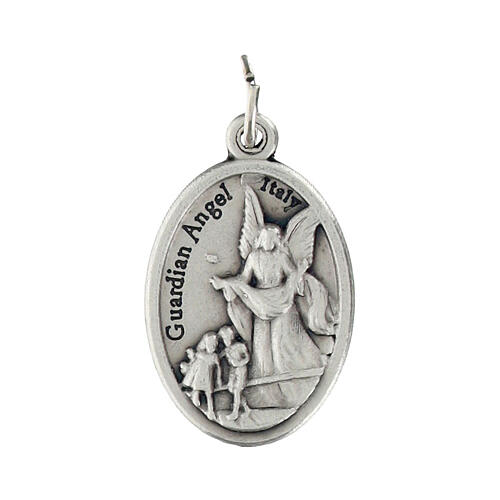 Medalha Anjo da Guarda e Sagrada Família metal oval 20 mm 1