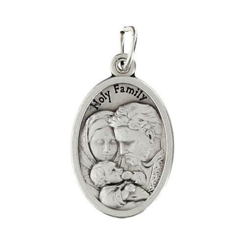 Medalha Anjo da Guarda e Sagrada Família metal oval 20 mm 2