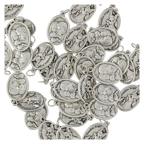 Medalha Anjo da Guarda e Sagrada Família metal oval 20 mm 3