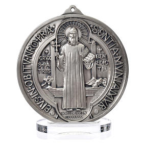 Medaille Heiliger Benedikt Zamak versilbert Durchmesser 15 cm