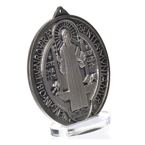 Medaille Heiliger Benedikt Zamak versilbert Durchmesser 15 cm 2
