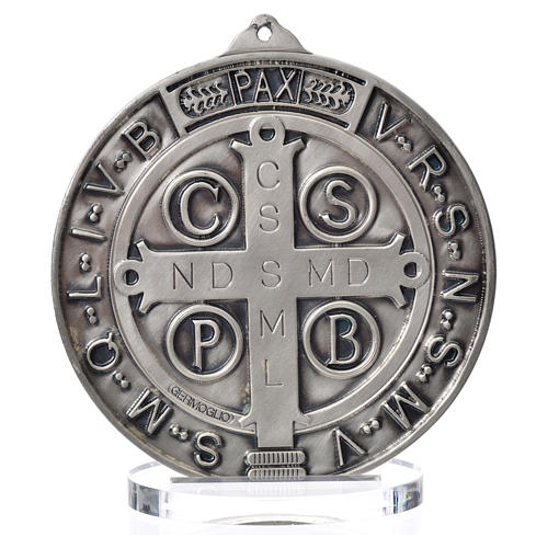 Medaille Heiliger Benedikt Zamak versilbert Durchmesser 15 cm 3