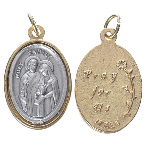 Medalla Sagrada Familia metal dorado plateado 2,5 cm 1