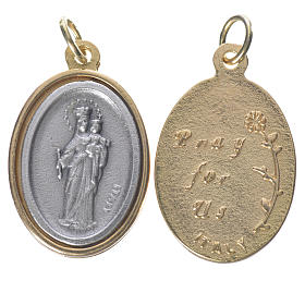Medalik Matka Boska Pomocna metal pozłacany posrebrzany 2,5cm