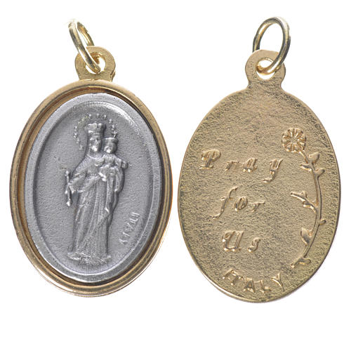 Medalik Matka Boska Pomocna metal pozłacany posrebrzany 2,5cm 1