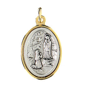Medaglia  Lourdes metallo dorata argentata 2,5cm