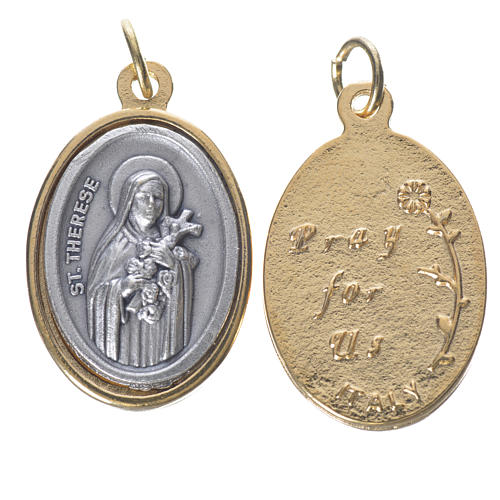 Medalik święta Teresa metal pozłacany posrebrzany 2,5cm 1