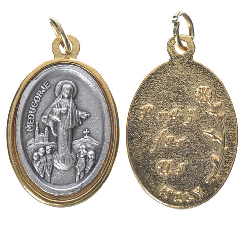 Medaille Medjugorje Metall vergoldet versilbert 2,5cm groß 1