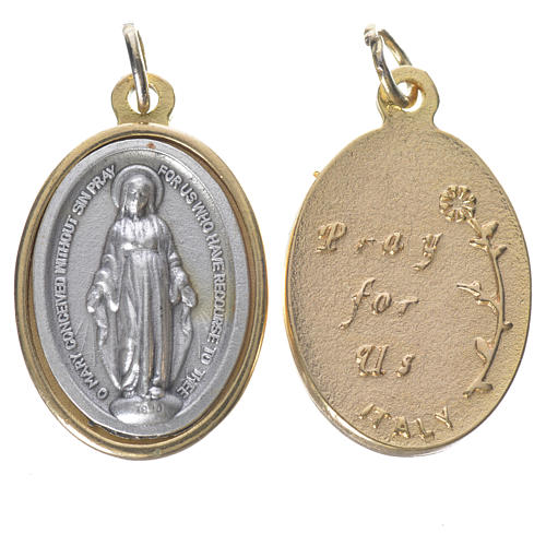 Miraculous Medal, silver and golden metal 2.5cm 1