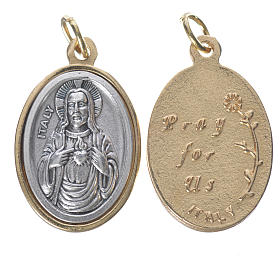 Médaille Sacré Coeur de Jésus métal doré argenté 2,5cm