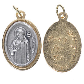 Medaille Heiliger Benedikt Metall vergoldet versilbert 2,5cm groß