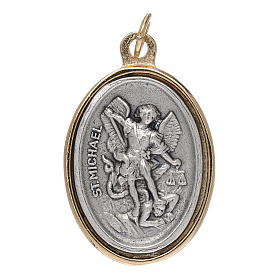 Medaille Heiliger Michael Metall vergoldet versilbert 2,5cm groß