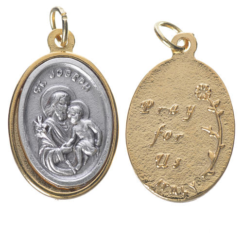 St Joseph with Baby Jesus, silver and golden medal 2.5cm 1