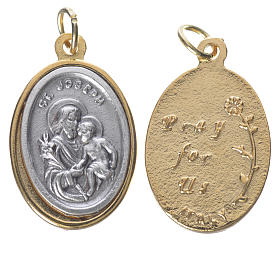 Medalla San José con Niño Jesús dorada y plateada 2,5 cm