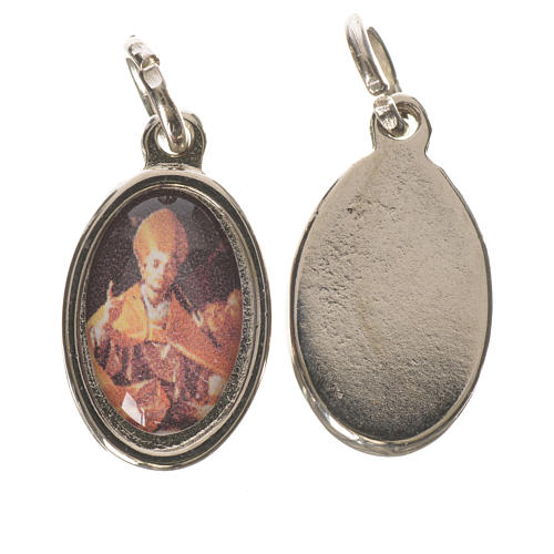 Saint Charles Borromeo medal in silver metal, 1.5cm 1