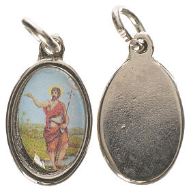 Saint John the Baptist medal in silver metal, 1.5cm