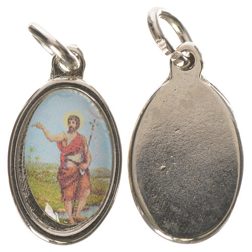 Saint John the Baptist medal in silver metal, 1.5cm 1