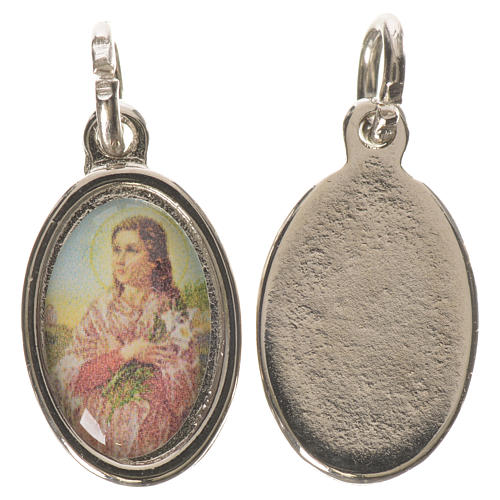 Medalik święta Maria Goretti metal posrebrzany 1,5cm 1