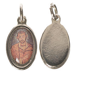 Saint Ambrose medal in silver metal, 1.5cm