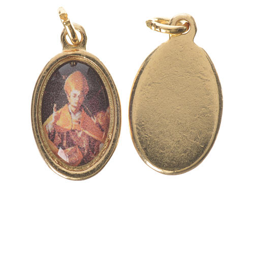 Medalik święty Karol Boromeusz metal pozłacany 1,5cm 1