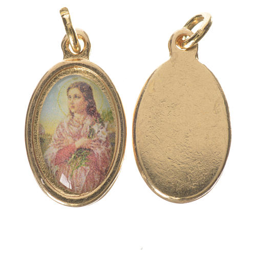 Medalla S. María Goretti metal dorado altura 1,5 cm 1