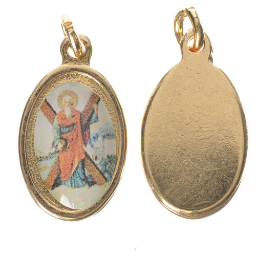 Saint Andrew medal in golden metal, 1.5cm 1