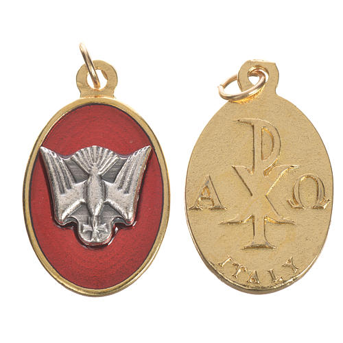 Medalha Espírito Santo metal esmalte vermelho 2,2 cm 1