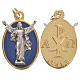 Médaille Christ Ressuscité métal émail bleu 2,2cm s1
