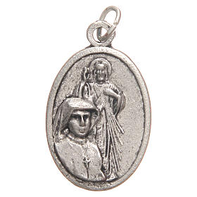 Medalhas: Medalha Santa Faustina zamak prata antiga 2,1 cm