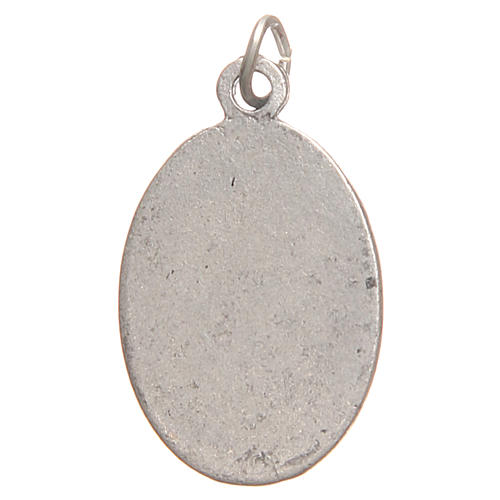 Saint Faustyna medal in galvanised zamak, antique silver 2.1cm 2