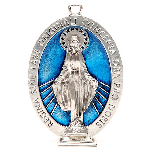 Medallón Virgen Milagrosa 12,5 cm galvánica plata antigua 1