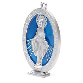 Médaille Vierge Miraculeuse galvanisée argent gris vieilli 12,5 cm